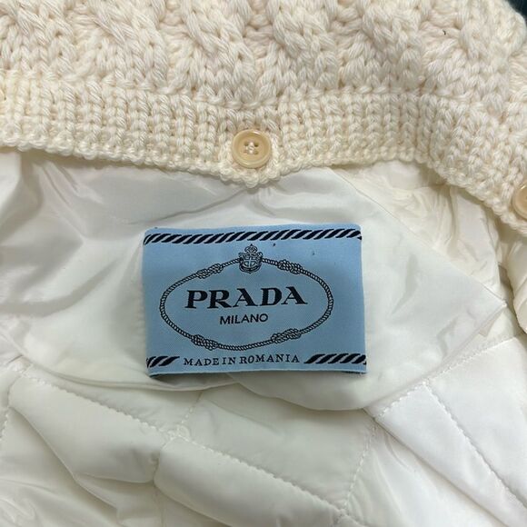 Prada White 3/4 Quilted/Knit Collar Jacket - Picture 6 of 9